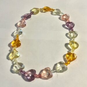 Handmade Multicolor Heart-Shaped Glass Elastic Choker Necklace